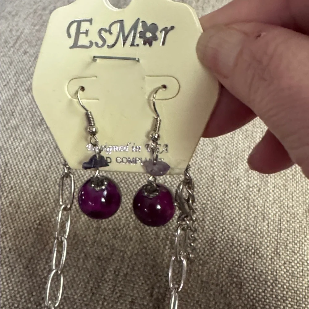 Esmar Purple and Silver Leopard Necklace Set